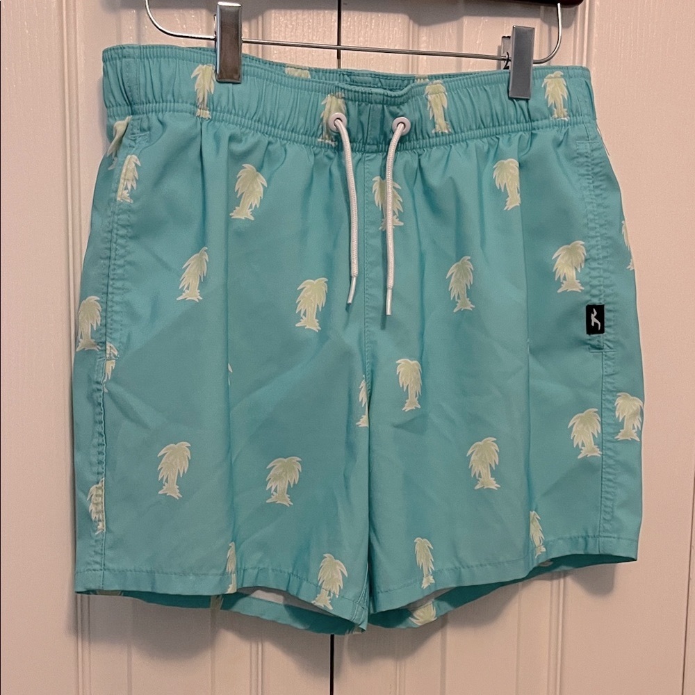 Hollister men’s swim trunks teal with palm trees size S